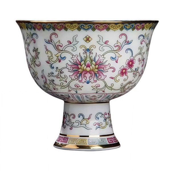 Palace Style Gold-Rimmed Enamel Tea Bowl