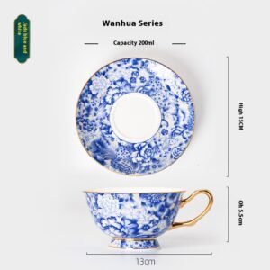 Enamel flower coffee cup and saucer size: Diameter of saucer: 15cm, height of saucer: 1.5cm Capacity: 200ml, diameter of cup: 10cm Height of cup: 6cm