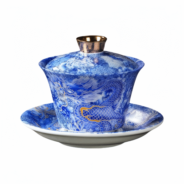Filigree silver dragon hovering and rotating three-color covered bowl