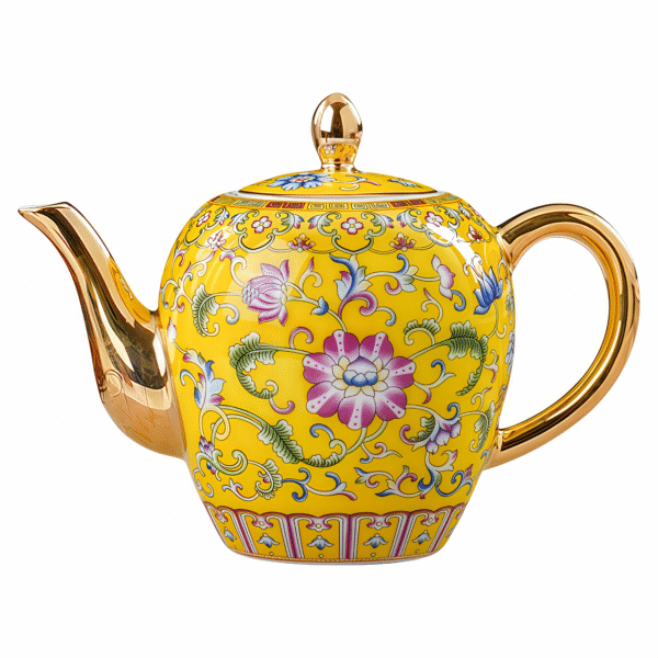 High-Grade Enamel Lotus Beauty Teapot
